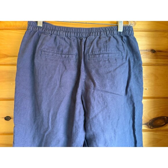 L.L. Bean Classic Fit Straight Linen Pants Size 10 PET Dark Blue 100% Linen - Picture 10 of 11